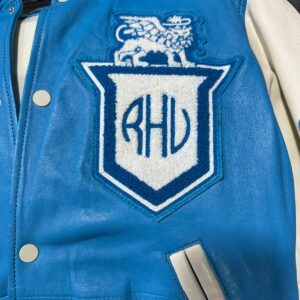 Chaqueta RHU Redesigning Human Uniform Azul frente logo